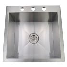 Emory and Bond KST-202010-3-20 Roma Series Stainless Steel Self Rimming / Drop In Kitchen Sink, 3 Hole, 1 Bowl, 20"L x 20"W
