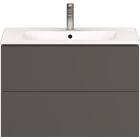 Duravit LC624104949 L-Cube 32-1/4" L X 18-7/8" W X 21-5/8" H Two Drawers Wall-Mounted Vanity Cabinet Only in Graphite Matte (Decor) (Vanity Top and Sink Sold Separately)