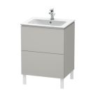 Duravit LC662500707 L-Cube 24"  L x 19" D Single Floor Standing Wood Vanity Cabinet Only with Two Pull-Out Compartments in Concrete Gray Matte (Vanity Top Sold Separately)