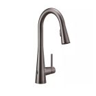Moen 7864EWBLS Sleek™ MotionSense Wave™ 1.5 GPM Deck Mounted Single Handle High Arc Pulldown Touchless Kitchen Faucet in Black Stainless