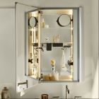 Robern MR2448D4FPE4L M Series Reserve 24" W X 48" H X 4" D Single Door Bathroom Medicine Cabinet in Polished Edge with Slow-Close Hinges, Magnetic Storage, Storage Tray, Left Hinge and Electric+ Upgrade