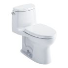 Toto MS604124CEFRG#01 UltraMax® II One-Piece Elongated 1.28 GPF Universal Height Toilet with Right Hand Trip Lever, CEFIONTECT and SS124 SoftClose Seat, WASHLET+ Ready, Cotton White