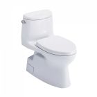 Toto MS614124CEFG#01 Carlyle® II One-Piece Elongated 1.28 GPF Universal Height Toilet with CEFIONTECT and SS124 SoftClose Seat, WASHLET+ Ready in Cotton White