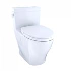 Toto MS624124CEFG#01 Legato WASHLET+ One-Piece Elongated 1.28 GPF Universal Height Skirted Toilet with CEFIONTECT in Cotton White