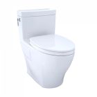 Toto MS626124CEFG#01 Aimes WASHLET+ One-Piece Elongated 1.28 GPF Universal Height Skirted Toilet with CEFIONTECT in Cotton White