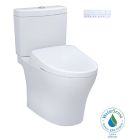Toto MW4464726CEMFGN#01 Aquia® IV Elongated Washlet+ S7 0.9/1.28 GPF Dual Flush Two-Piece Toilet with EWATER+ Contemporary Bidet Seat in Cotton White
