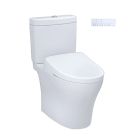 Toto MW4464726CEMFGNA#01 Aquia® IV Elongated WASHLET®+ S7 1.28/0.9 GPF Floor Mounted Dual Flush Two-Piece Toilet with EWATER+ Contemporary Auto Flush Bidet Seat in Cotton White