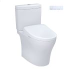 Toto MW4464736CEMFGNA#01 Aquia® IV Elongated WASHLET®+ S7A 1.28/0.9 GPF Floor Mounted Dual Flush Two-Piece Toilet with EWATER+ Contemporary Auto Flush Bidet Seat in Cotton White
