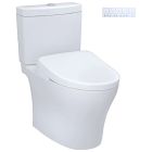 Toto MW4464736CEMGN#01 Aquia 0.9 / 1.28 GPF Dual Flush Two Piece Elongated Toilet, Auto Open Bidet Seat, Dynamax Tornado Flush in Cotton