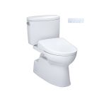 Toto MW4744736CEFG#01 WASHLET®+ Vespin® II 1.28 GPF Two-Piece Elongated Toilet and WASHLET®+ S7A Contemporary Bidet Seat in Cotton White