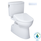 Toto MW4744736CUFG#01 WASHLET®+ Vespin® II 1G® 1.0 GPF Two-Piece Elongated Toilet and WASHLET®+ S7A Contemporary Bidet Seat in Cotton White
