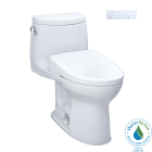 Toto MW6044736CEFGA#01 UltraMax® II  WASHLET®+ 1.28 GPF One-Piece Elongated Toilet with Auto Flush WASHLET®+ S7A Contemporary Bidet Seat in Cotton White
