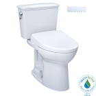 Toto MW7864736CEFGA#01 Drake® Transitional WASHLET®+ 1.28 GPF Two-Piece Elongated Universal Height Toilet and S7A Contemporary Bidet Seat with Auto Flush in Cotton White