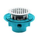 LSP Specialties N703W5375R Frank Pattern 3" No-Hub 5" Round 7″ Floor Drains with Strainer & Membrane Clamp in Nickle Bronze