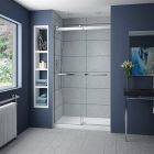Fleurco NPS148-11-40 Gemini Plus In-Line 48" W X 79" H Alcove Frameless Sliding Shower Doors in Chrome