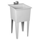 Fiat P1 Polypropylene Single Bowl Laundry Tub 22" W X 23" L X 36" H with Legs in White