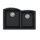 Franke ELG160ONY Ellipse 33" L X 22" W X 9" D Granite Undermount Double Bowl Kitchen Sink in Onyx