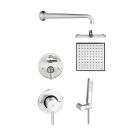 Outdoor Shower CAP-0820HC-118ZAS-8 Concealed Shower Set -Hot & Cold Mixing Valve, Diverter, 8" Square Shower Head, Arm, Hand Spray & Hose