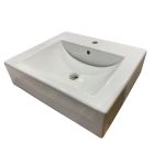 Scarabeo 8007AW1 24" L X 20" W X 6" H Ceramic Wall Mounted or Counter Top Bathroom Sink with One Faucet Hole with Overflow in White