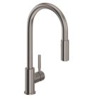 Riobel R7520STN Lux Side Handle Stainless Steel Pulldown Kitchen Faucet with Lever Handle in Satin Nickel 