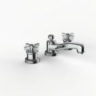 Davinci RET-RET-100-PC Retro Deck Mounted, Three Hole Lavatory Faucet with Low Profile Traditional Spout with Cross Handles with Pop Up Drain in Polished Chrome