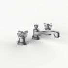 Davinci RET-RET-100-SN Retro Deck Mounted, Three Hole Lavatory Faucet with Low Profile Traditional Spout with Cross Handles with Pop Up Drain in Satin Nickel