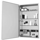Robern MC2430D411RE2 MC Series Medicine Cabinet 30" H x 24" W x 4" D Flat, Polished Edge, Right Handed Electric in Silver, Tinted Gray Glass w/ Interior Light, 1 Door
