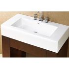 Ronbow 217737-8-WH CB3078-8 Ceramic White Rectangle Lavatory Sink with Overflow and 8 Inch Widespread