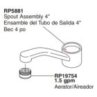 Delta RP5881 4" Single Handle Swing for Spout Assembly in Chrome