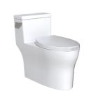 Studiolux SLT600 1.28 GPF Single Flush Elongated Skirted One Piece Toilet with Slow Close Seat and Polished Chrome Tank Lever in White