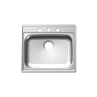 Kindred SS653NB 25" X 22" X 7" Single Bowl Drop-In Kitchen Sink, 22 Gauge Stainless Steel, Sheen Deck, Sheen Bowl, 3 Faucet Holes