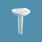 Toto LPT241.8G#01 Supreme Oval Basin Pedestal Bathroom Sink with CEFIONTECT for 8" Center Faucets in Cotton White