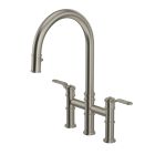 Rohl U.4549HT-STN-2 Perrin Rowe Armstrong Pull Down Bridge Kitchen Faucet with C-Spout in Polished Chrome
