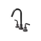 Lacava 1583.3-44 10 3/4" H Deck-Mount Three-Hole Faucet with A Gooseneck Swiveling Spout Two Curved Lever Handles, And A Pop-Up Drain In Matte Black
