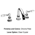 Samuel Heath V2KA16GC-PN Fairfield 3 Hole Faucet With Pop-Up Waste And Extended Spout in Polished Nickel with Crystal Clear Levers