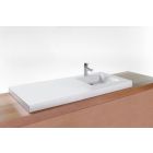 Wetstyle VCS48R-O-BN-GA Cube Collection 22" W X 48" L X 2" H, Lavatory Sink,No Faucet Hole with Brushed Nickel Overflow in White True High Gloss