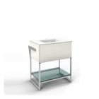 Robern VF30PDCLPA7357R Adorn Modern 30.25" Free Standing Push to Open & Right Towel Bar Bathroom Vanity with Night Light in Bleached Oak
