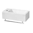 Whitehaus WH1-114RTB Isabella 20" L X 10" W X 5" H Wall Mounted Single Life Side Hole Small Sink with Chrome Towel Bar and Center Drain in White