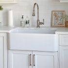 Whitehaus WH3018-WHITE 30" L X 18" W X 10" H Undermount Rectangular Reversible Single Bowl Fireclay Kitchen Sink with Plain Front Apron in White