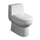 Whitehaus WHMFL3351-EB Magic Flush 1.6/1.1 GPF Elongated One Piece Toilet with Siphonic Action Dual Flush System in White