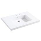 Madeli XTU1815-30-130-WH X-Stone 30" W X 19" D X 2" H Solid Surface Rectangular Widespread Vanity Top and Sink with Overflow in Glossy White (Vanity Base Sold Separately)