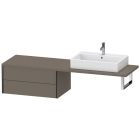 Duravit XV59390B290 XViu 32.75" L X 21.63" W X 15.75" H Wall Mounted Vanity Base Only With Two Drawer Low Cabinet For Console in Flannel Grey Satin Matt Lacquer (Vanity Top Sold Separately)