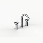Davinci ZEN-DS-100-PC Gotham Deck Mounted Three Hole Lavatory Faucet with Arc Spout with Wheel Handles in Polished Chrome