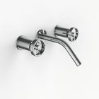Davinci ZEN-DS-150-PC Gotham Wall Mounted Three Hole Lavatory Faucet with 45 Degree Angled Spout with Wheel Handles in Polished Chrome