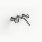 Davinci ZEN-DS-150-SN Gotham Wall Mounted Three Hole Lavatory Faucet with 45 Degree Angled Spout with Wheel Handles in Satin Nickel 