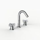 Davinci ZEN-H20-100-PC Gotham Deck Mounted Three Hole Lavatory Faucet with Arc Spout with Coupe Cross Handles in Polished Chrome