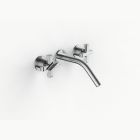 Davinci ZEN-H20-150-S-PC Gotham Wall Mounted Three Hole Wall Mounted Lavatory Faucet with 45 Degree Angled Spout with Coupe Cross Handles with Smooth Base in Polished Chrome