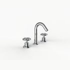 Davinci ZEN-IND-100-PC Gotham Deck Mounted Three Hole Lavatory Faucet with Arc Spout with Industrial Wheel Style Handles in Polished Chrome