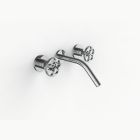 Davinci ZEN-IND-150-PC Gotham Three Hole Wall Mounted Lavatory Faucet with 45 Degree Angled Spout with Industrial Wheel Style Handles in Polished Chrome