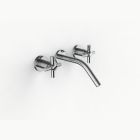 Davinci ZEN-REM-150-PC Gotham Three Hole Wall Mounted Lavatory Faucet with 45 Degree Angled Spout with Cross Handles in Polished Chrome